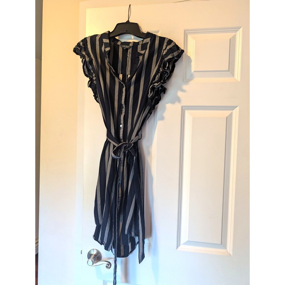 New Lucky Brand Short Sleeve Shirt Dress L Flutter Ruffle Sleeve Button Front